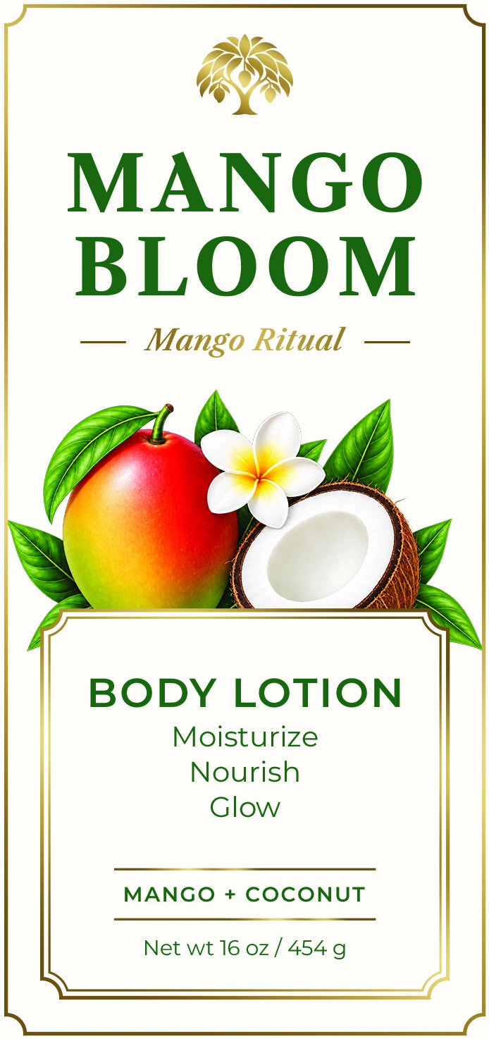 Mango Bloom Body Lotion label