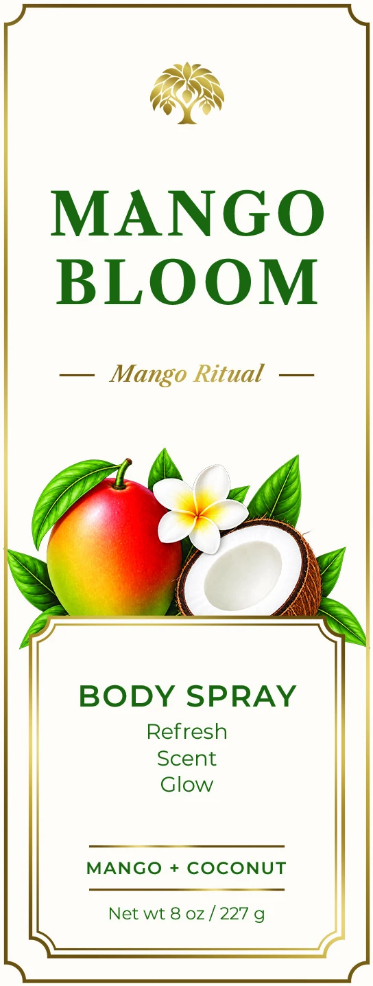 Mango Bloom Body Spray label